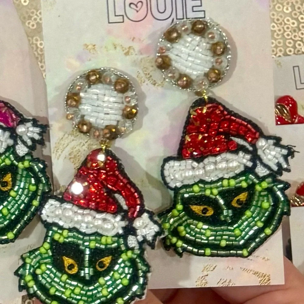 Christmas Grinch Earrings - Picture 1 of 1